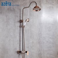 Classic Wall Panels Column Exposed Brass Bathroom Head Shower Curtain Set