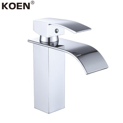 KOEN China Supplier Luxury Bathroom Mixer Basin Waterfall Faucet Chrome