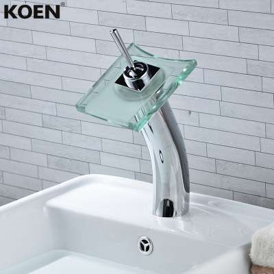 LED Glass Sink Faucet Bathroom Mixer Pool Basin Water Tap