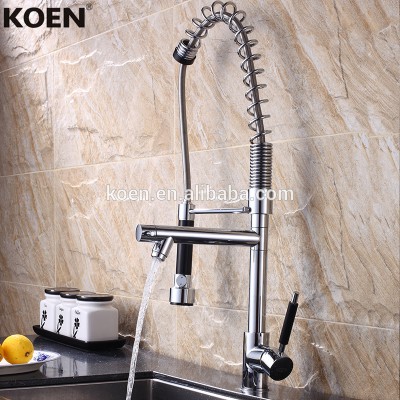 Hot selling Pre-rinse Double Spouts Pull Down flexible Kitchen Faucet